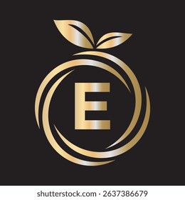 
 Initial Orange Logo combine with letter E vector template
