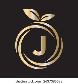 
 Initial Orange Logo combine with letter J vector template