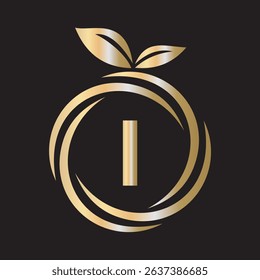 
 Initial Orange Logo combine with letter I vector template
