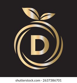 
 Initial Orange Logo combine with letter D vector template