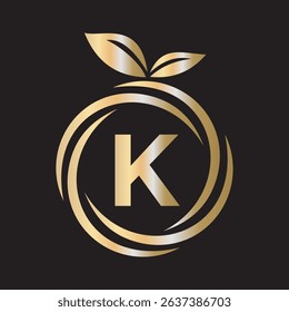
 Initial Orange Logo combine with letter K vector template