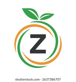 
 Initial Orange Logo combine with letter Z vector template