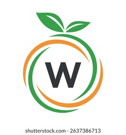 
 Initial Orange Logo combine with letter W vector template