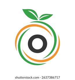
 Initial Orange Logo combine with letter O vector template