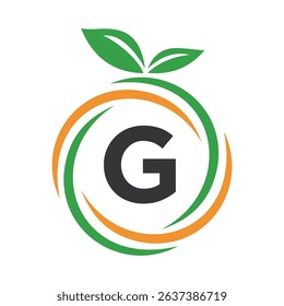 
 Initial Orange Logo combine with letter G vector template