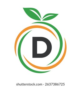 
 Initial Orange Logo combine with letter D vector template