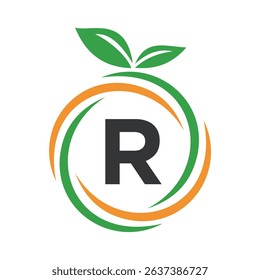 
 Initial Orange Logo combine with letter R vector template