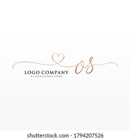 Initial OS  beauty monogram and elegant logo design, handwriting logo of initial signature, wedding, fashion, floral and botanical with creative template.