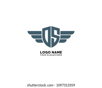 Initial OS. DS wing logo template vector