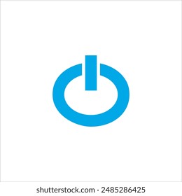 El logotipo inicial en forma de O es azul y tiene un fondo blanco