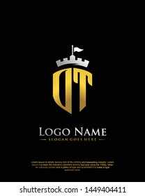 initial OT letter with shield style logo template vector