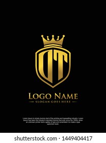 initial OT letter with shield style logo template vector