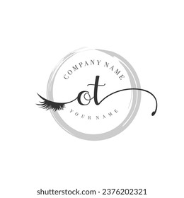 Initial OT monogram eye and eyelash handwriting