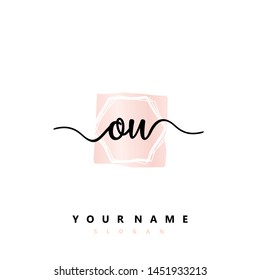 Initial OU beauty handwriting logo vector