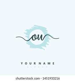 Initial OU beauty handwriting logo vector