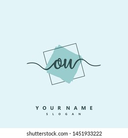 Initial OU beauty handwriting logo vector