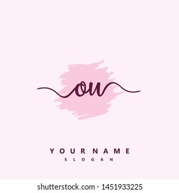 Initial OU beauty handwriting logo vector