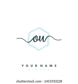 Initial OU beauty handwriting logo vector