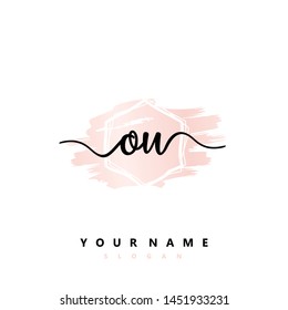 Initial OU beauty handwriting logo vector