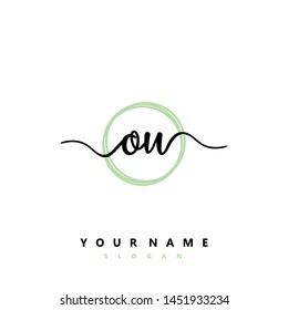 Initial OU beauty handwriting logo vector