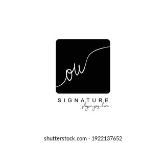 Initial OU beauty monogram and elegant logo design, handwriting logo of initial signature, wedding, fashion, floral and botanical with creative template.