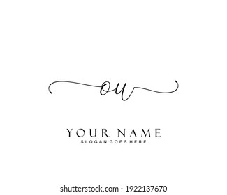 Initial OU beauty monogram and elegant logo design, handwriting logo of initial signature, wedding, fashion, floral and botanical with creative template.