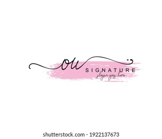 Initial OU beauty monogram and elegant logo design, handwriting logo of initial signature, wedding, fashion, floral and botanical with creative template.