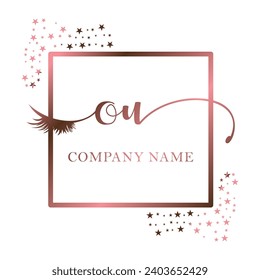 Initial OU calligraphy company eye and eyelash handwriting