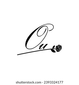 Initial OU handwriting flower typography ornament modern