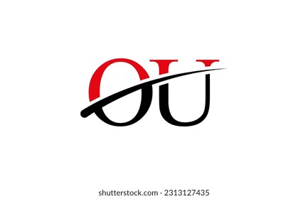 Initial OU letter Logo With Swoosh Design Graphic Vector Template for Business and Company Identity.