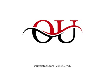 Initial OU letter Logo With Swoosh Design Graphic Vector Template for Business and Company Identity.