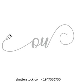 Initial OU logo handwriting business illustration fashion simple