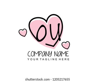 Initial OU with love logo template vector