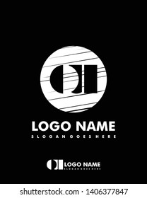 Initial OU negative space logo with circle template