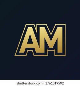 initial AM with outline logo design
