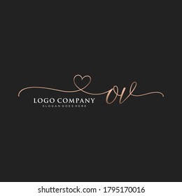 Monograma inicial de belleza OV y diseño elegante de logotipo, logotipo de escritura a mano de firma inicial, boda, moda, floral y botánica con plantilla creativa.