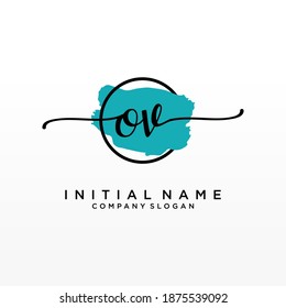 Monograma inicial de belleza OV y diseño elegante de logotipo, logotipo de escritura a mano de firma inicial, boda, moda, floral y botánica con plantilla creativa.