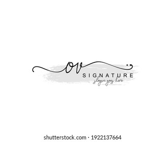 Monograma inicial de belleza OV y diseño elegante de logotipo, logotipo de escritura a mano de firma inicial, boda, moda, floral y botánica con plantilla creativa.