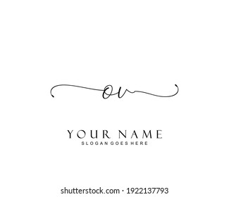 Monograma inicial de belleza OV y diseño elegante de logotipo, logotipo de escritura a mano de firma inicial, boda, moda, floral y botánica con plantilla creativa.