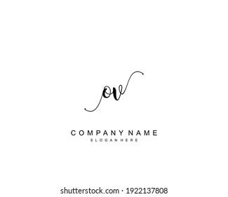 Monograma inicial de belleza OV y diseño elegante de logotipo, logotipo de escritura a mano de firma inicial, boda, moda, floral y botánica con plantilla creativa.