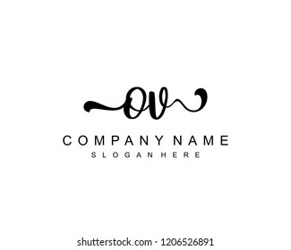 Initial OV handwriting logo vector