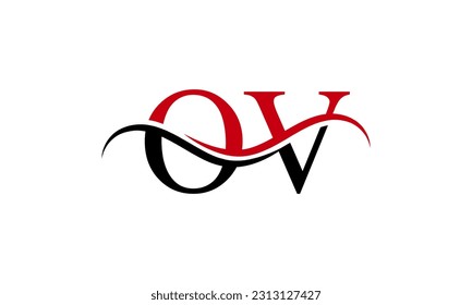 Initial OV letter Logo With Swoosh Design Graphic Vector Template for Business and Company Identity.
