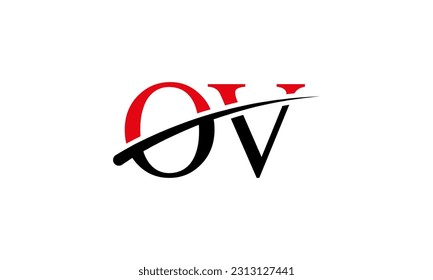 Initial OV letter Logo With Swoosh Design Graphic Vector Template for Business and Company Identity.