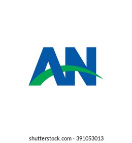 AN initial overlapping swoosh letter logo blue green