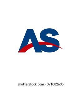 AS initial overlapping swoosh letter logo blue red