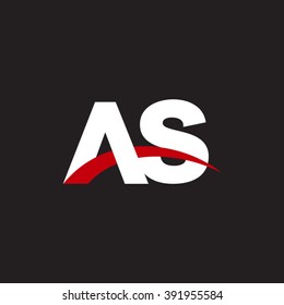 AS initial overlapping swoosh letter logo white red black background