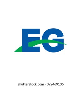 EG initial overlapping swoosh letter logo blue green