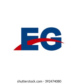 EG initial overlapping swoosh letter logo blue red