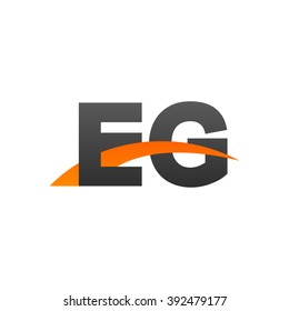 EG initial overlapping swoosh letter logo black orange