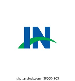 IN initial overlapping swoosh letter logo blue green